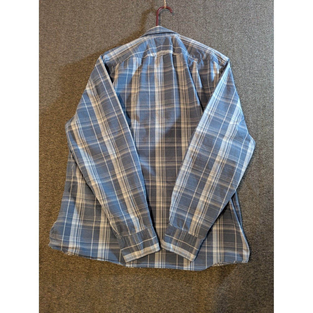 Charles Tyrwhitt Shirt Men's Large Slim Fit Blue Plaid Long Sleeve Button Down - Picture 9 of 10